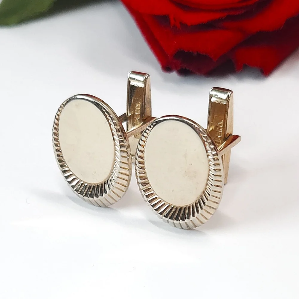 Vintage Geometric Gold Plated Cuff Links